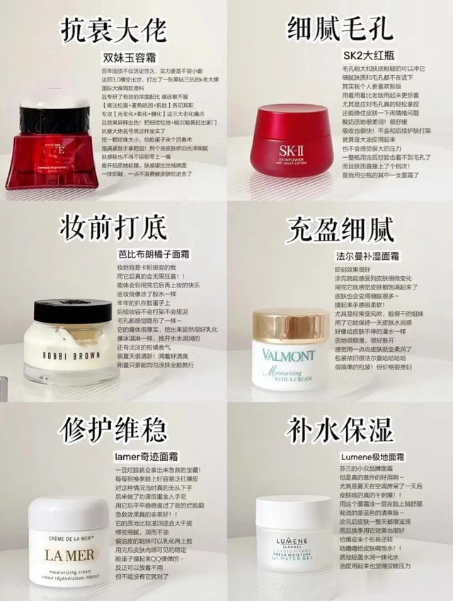 面霜 秋冬季都用哪些面霜，不知道怎么选择，看看这6款不同用途的面霜