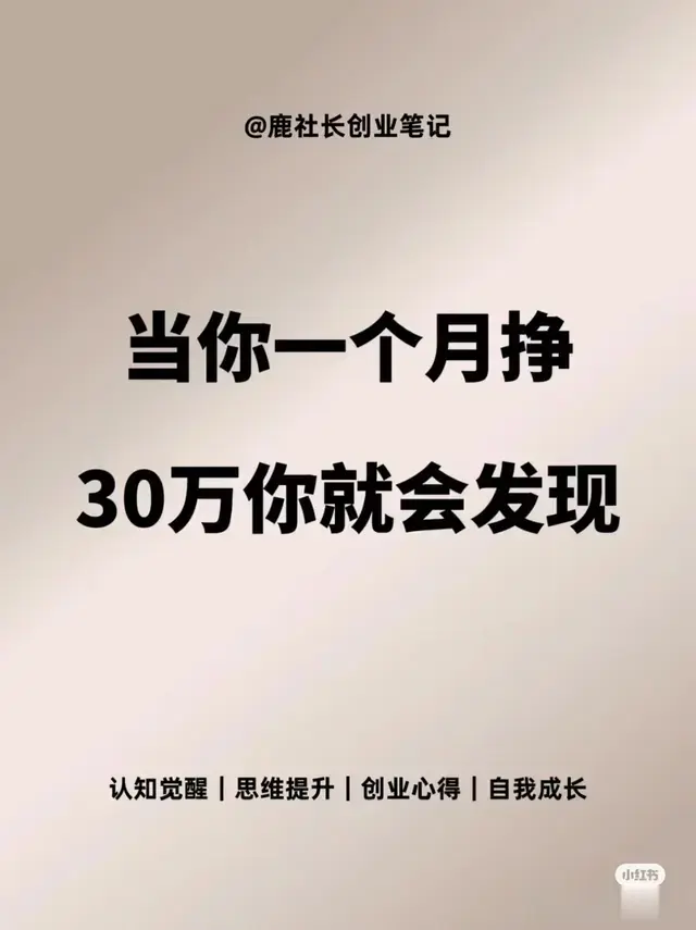 当你一个月挣 30 万，就会发现…