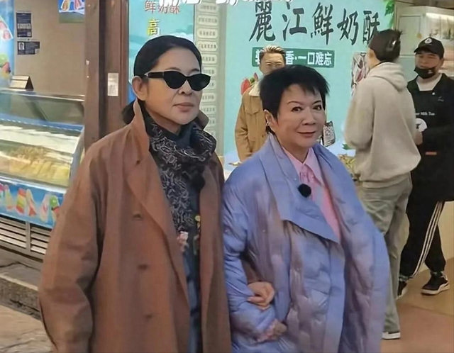 63岁蔡明近照曝光！挽着倪萍逛古城，医美过度，面部僵硬五官变形