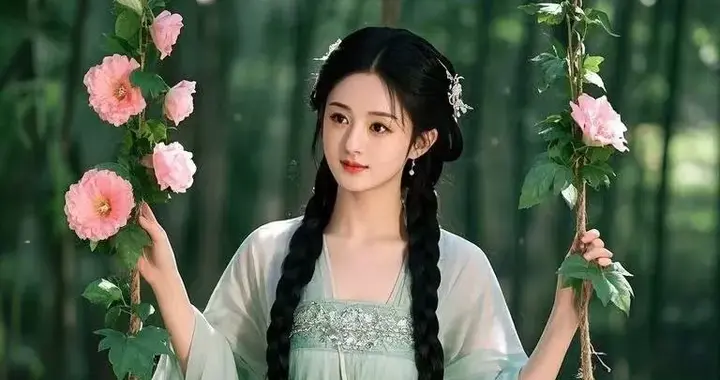 被赵丽颖这组荡秋千神图，美到失语