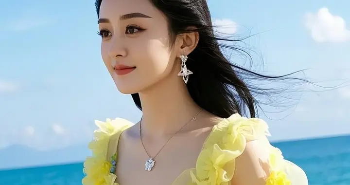 赵丽颖海边黄裙造型太绝了！明媚如向日葵，美到发光