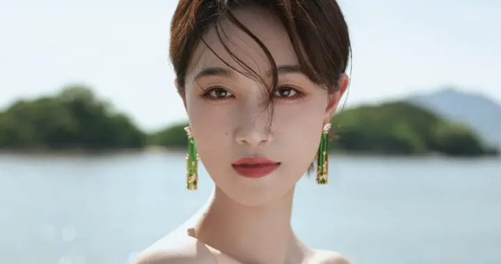 绿色连衣裙的蓝盈莹美的像条美人鱼