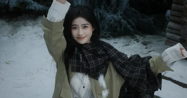 43岁陈意涵，森系穿搭真美，卡其色工装夹克+格纹裙，好精致