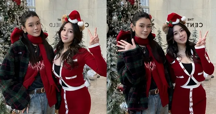 奚梦瑶和婆婆小姑子过圣诞节！三人同框合影摆造型，曝光超大豪宅