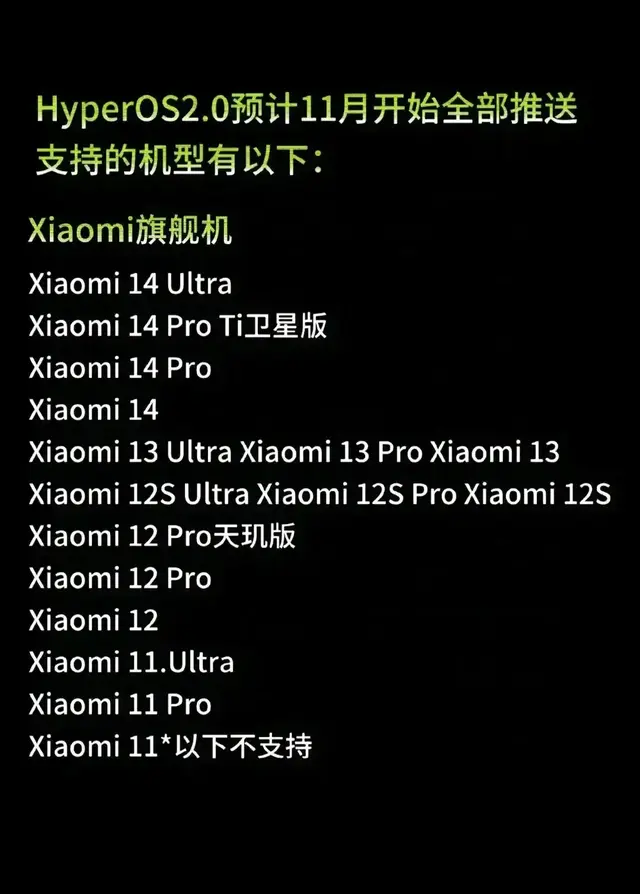 小米HyperOS2.0预计11月开始全部推送