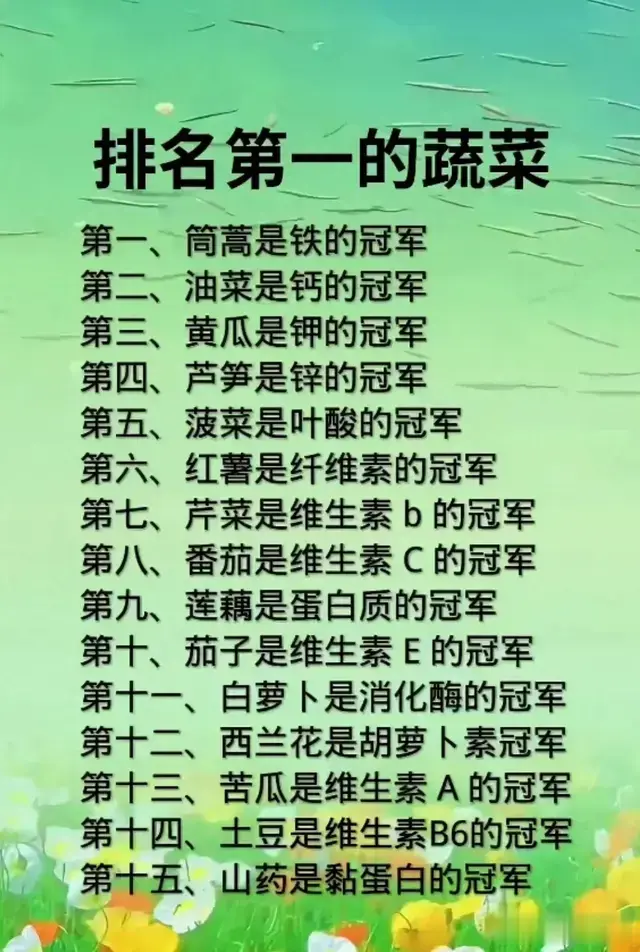 排名第一的蔬菜，终于有人整理出来，你吃过几种？