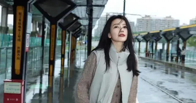 高圆圆真是穿搭高手！羽绒马甲+毛衣+半身裙，高级又洋气！