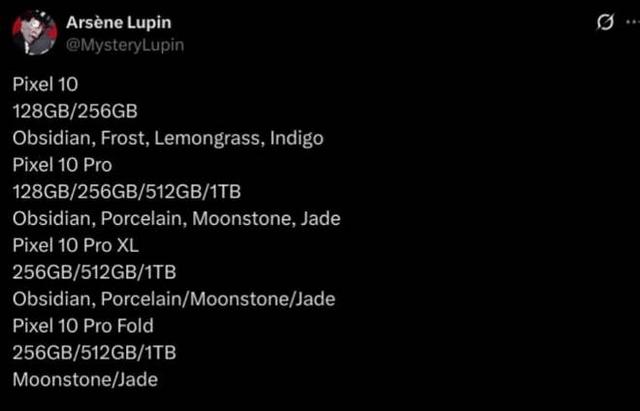 谷歌Pixel 10系列曝光：四款机型、炫彩配色10月震撼来袭！