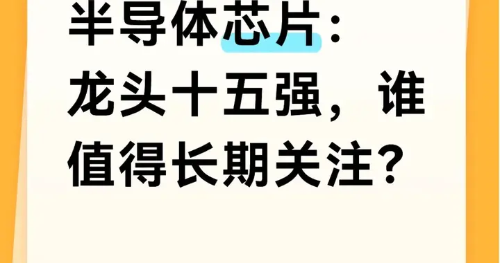 半导体芯片：龙头十五强，谁值得长期关注？
