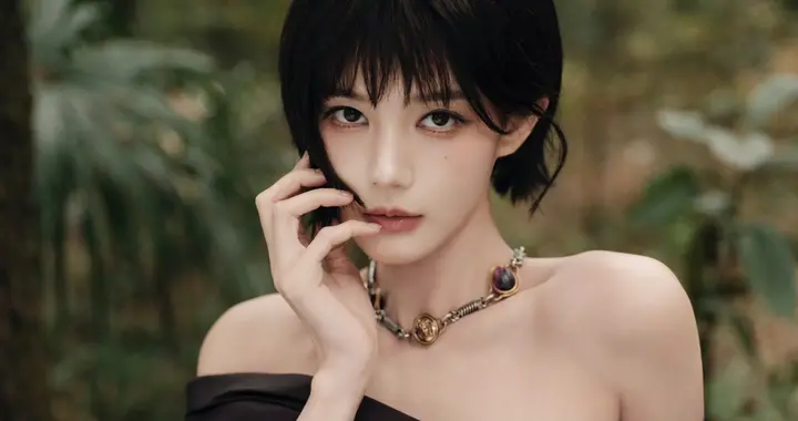 李一桐范思哲活动，短发颠覆温婉形象，露肩黑裙配颈链媚而不俗