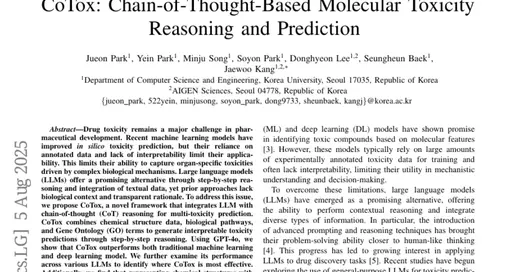 韓國大學推出CoTox：讓AI像毒理學專家一樣思考藥物毒性
