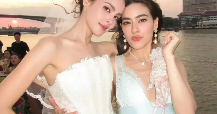 泰星Yaya举办婚前单身派对，一袭白色纱裙一头卷发，美得像洋娃娃