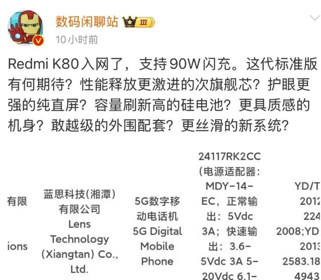 刚刚入网的红米K80，配置有点猛啊