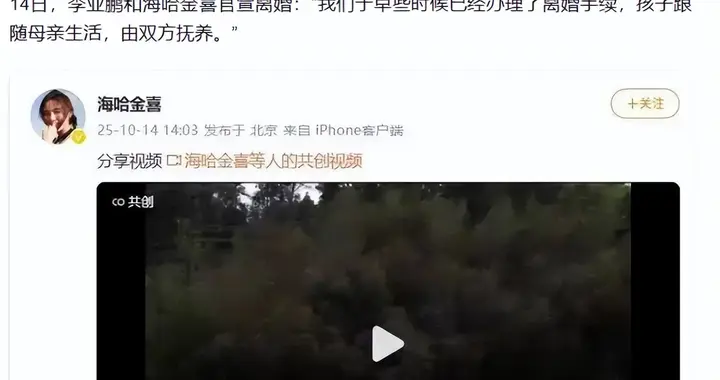 离婚5个月后，海哈金喜和李亚鹏高调认爱，比复婚更体面