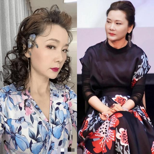 61岁何赛飞才是真时髦：衣穿花、发烫卷，身材发福气质也高级