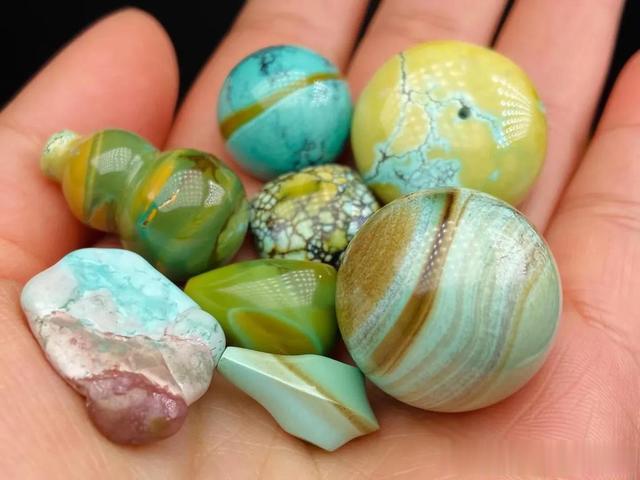 绿松石|三彩，水波纹绿松石