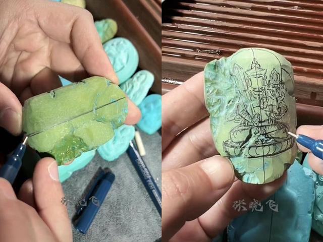 绿松石|玉雕大师张晓飞绿松石虚空藏菩萨