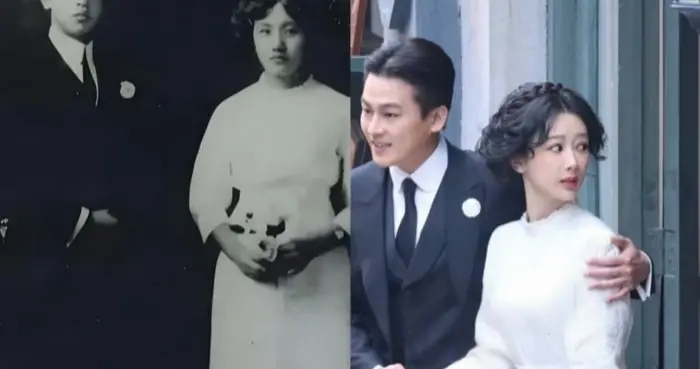 杨紫欧豪《玉兰花开君再来》结婚路透，杨紫白裙好优雅，欧豪胖了