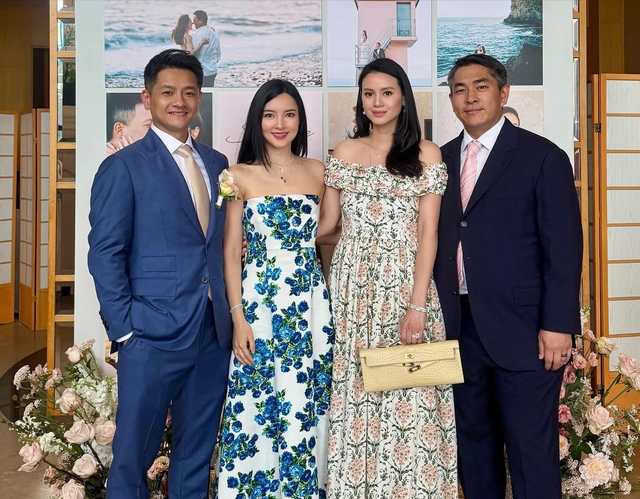 陈晓丹出席婚礼丈夫作陪，五官仍明艳大气，嫁到香港7年生活低调