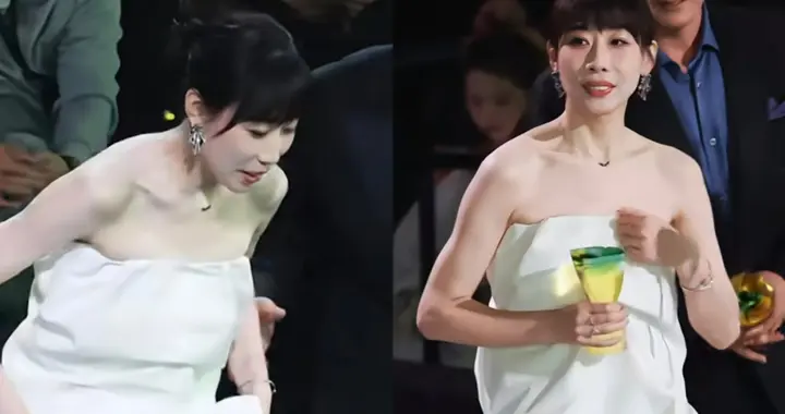 任素汐领奖造型引热议，黑白上衣打破红毯惯例