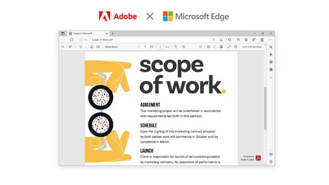 微软|微软正将Adobe Acrobat PDF原版引擎引入Edge
