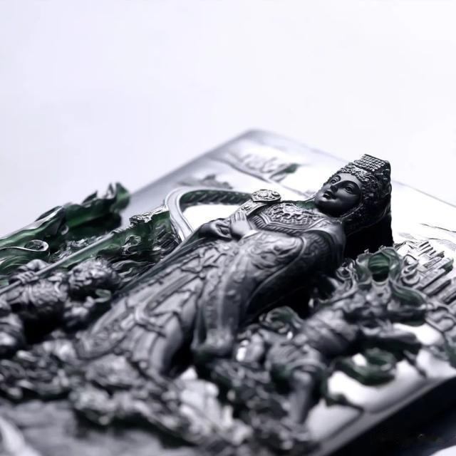 雕刻|邹万通墨翠雕妈祖，巴掌方牌装了整片东南