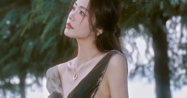 蔡文静深v连衣裙，人在画中游