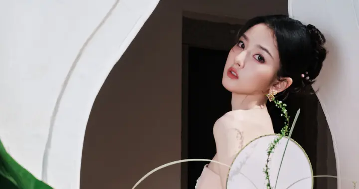 宋祖儿粉红轻纱礼裙