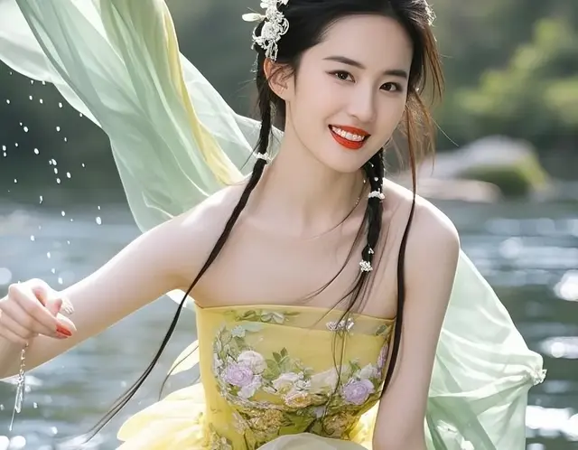 刘亦菲抓鱼，这画面比小龙女出山还美