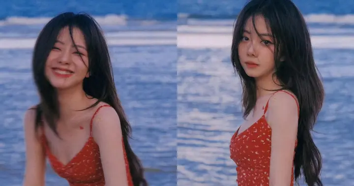 谭松韵李兰迪红色也太适合海边了