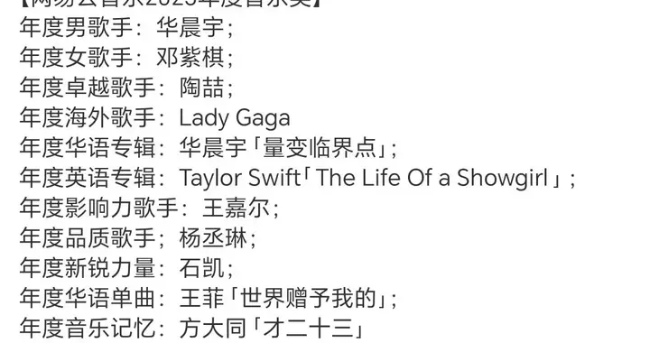 网易云音乐年度奖来了，男华女邓无争议，陶喆翻红希望不大