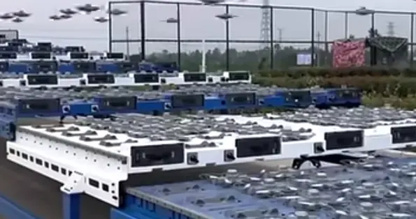 中国公司展示新型无人机货柜收发集群：一键放飞回收数千架无人机