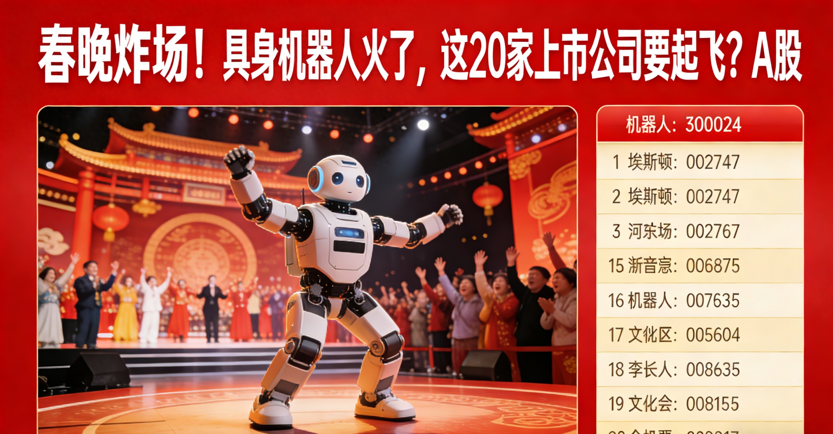春晚炸場！具身機器人火了，這20家上市公司要起飛？
