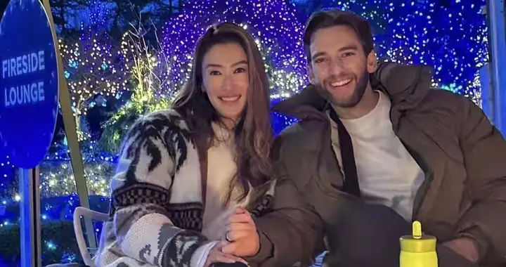 谢婷婷庆两周年纪念，小7岁男友戴戒指拥吻，6岁女儿笑成表情包