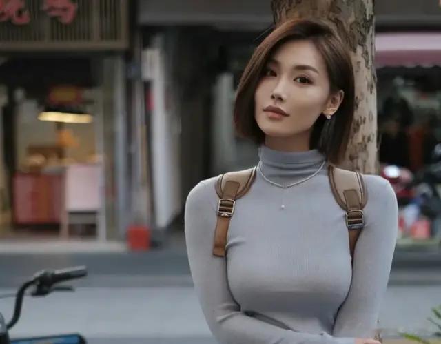 冬日街头的魅力女孩