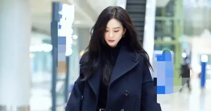 刘诗诗机场私服真高级！藏蓝大衣+黑色打底衫+牛仔裤，时髦又洋气