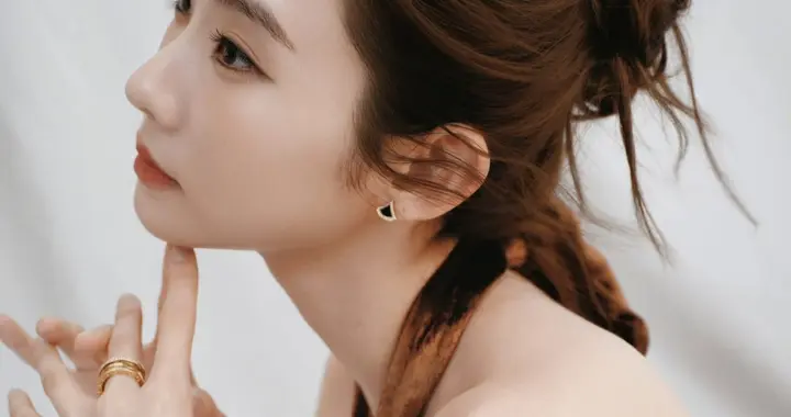 张艺凡棕色挂颈连衣裙