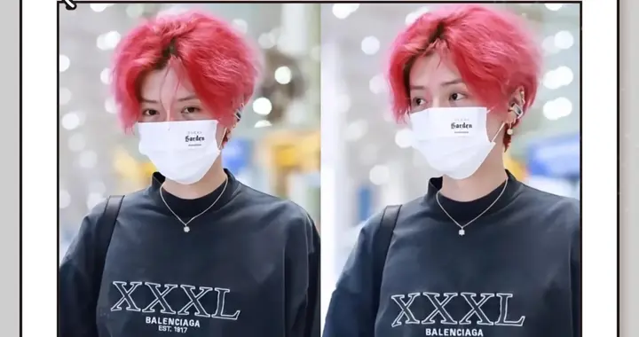 鹿晗现身机场被偶遇，一头红发帅爆了，手中“爱马仕橙”手机抢镜