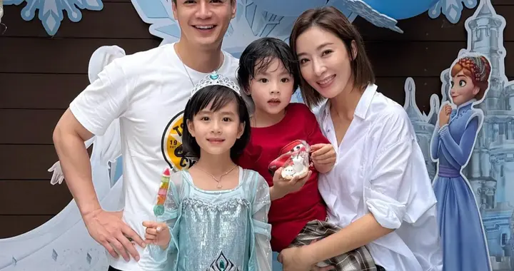 杨怡晒照为女儿庆生，6岁小珍珠漂亮似公主，一家四口都是高颜值