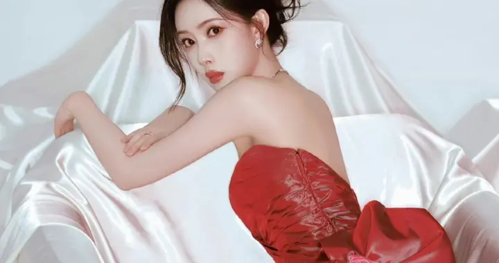 孟子义红色抹胸礼裙