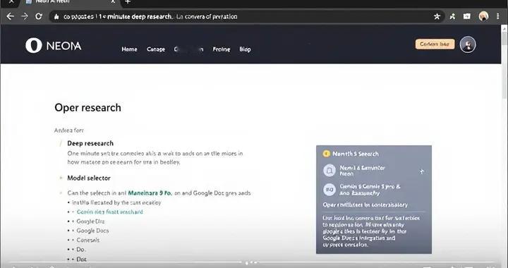 Opera AI瀏覽器推出1分鐘深度研究模式和Gemini 3 Pro集成