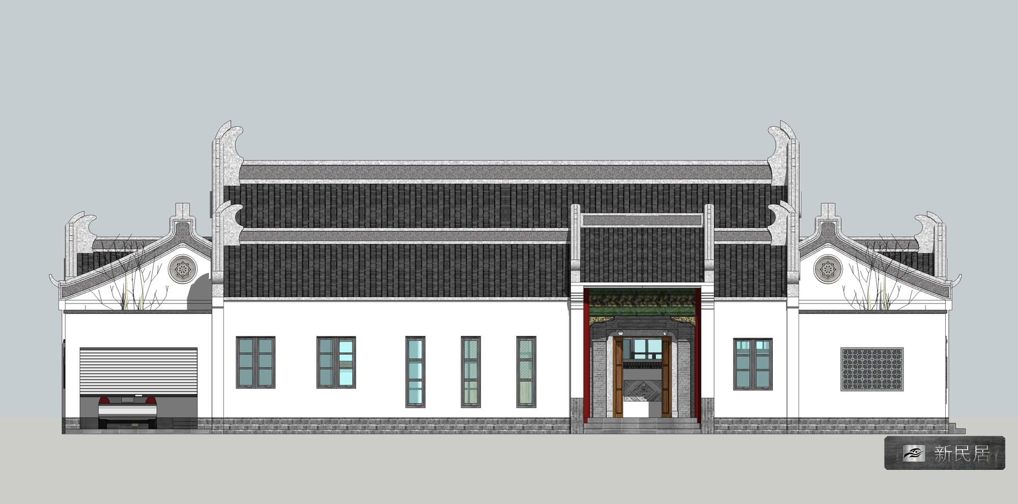 新民居案例——海南文昌27x32一层仿古中式四合院设计