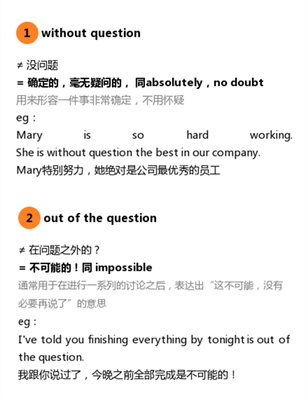 记住: without question不是"没有问题"的意思!