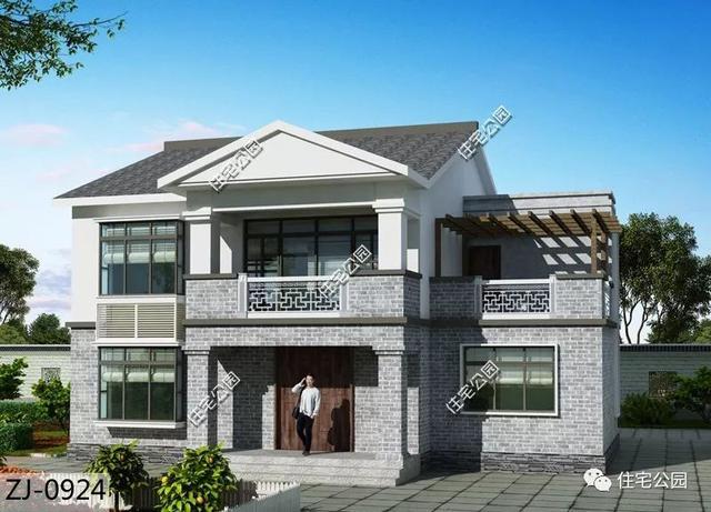 农村自建房中式别墅配大堂屋大露台, 这样的搭配很和谐