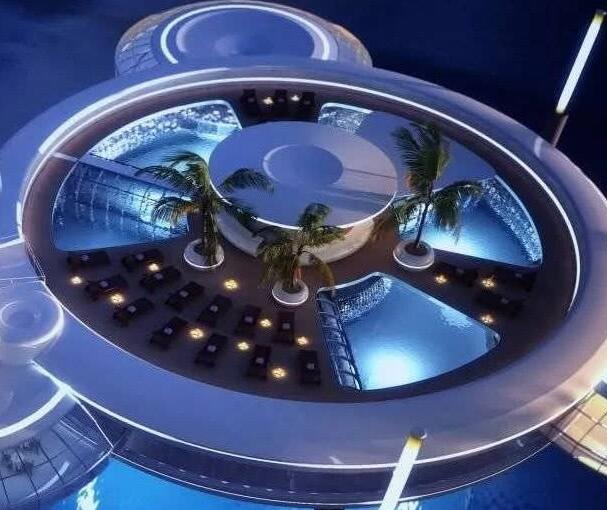 全球唯一一个十星级海底酒店, 外型酷似外星建筑, 和鲨鱼做邻居