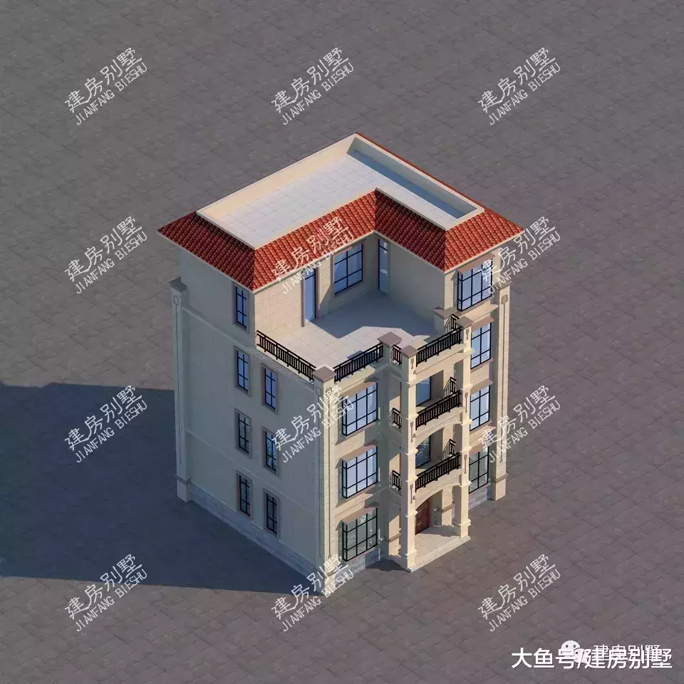 带豪华主卧的四层农村别墅, 平屋顶也很美观