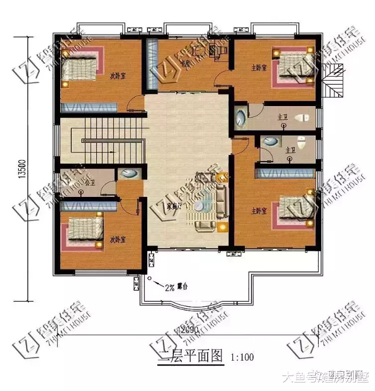 两栋外观色彩很丰富的自建房, 第二栋内设吧台, 看着就洋气
