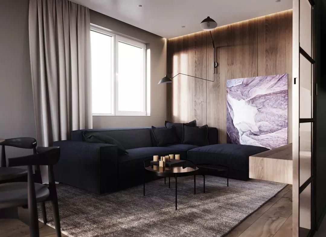 71平米极简风格小公寓做成深色调 档次一下子提高了