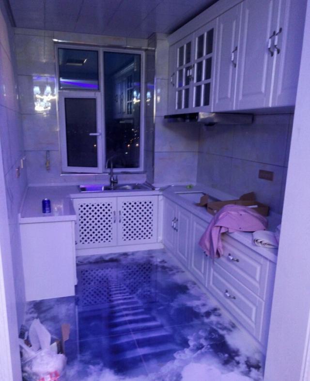 老婆17w装修新房, 厨房和卫生间装3D地砖, 头次见