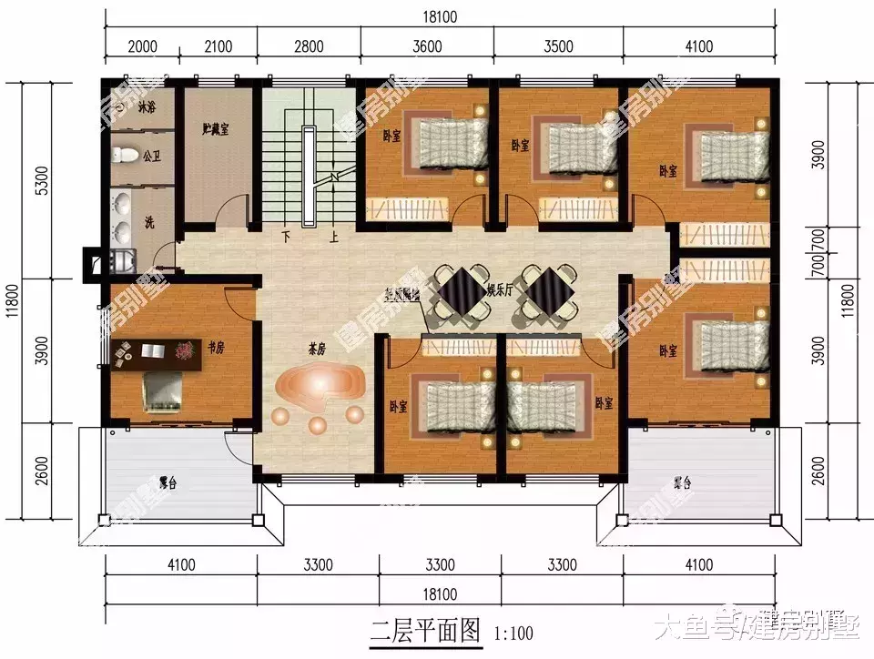 带大堂屋的两层自建房, 堂屋单独建一间的户型, 美观又实用